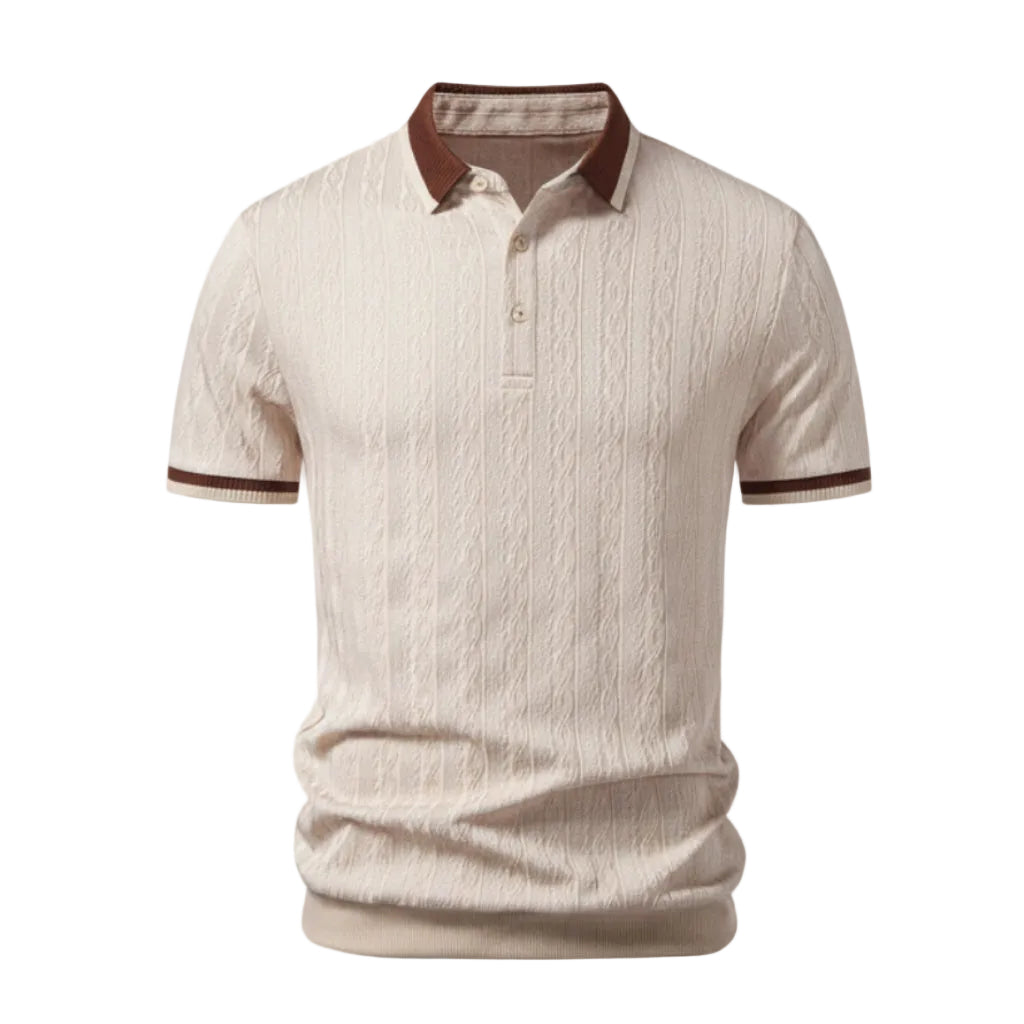 Contrast Trim Textured Knit Polo