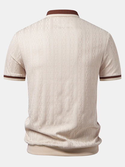 Contrast Trim Textured Knit Polo