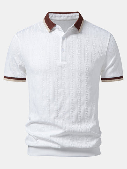 Contrast Trim Textured Knit Polo