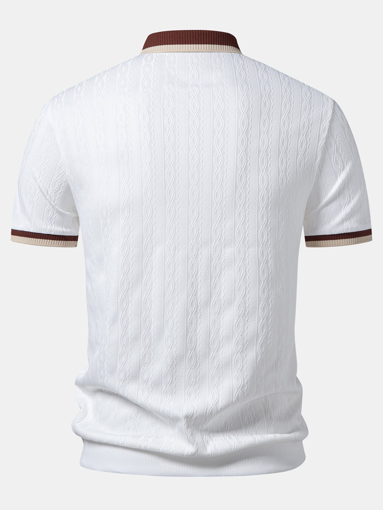Contrast Trim Textured Knit Polo