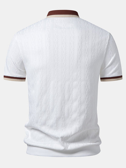 Contrast Trim Textured Knit Polo