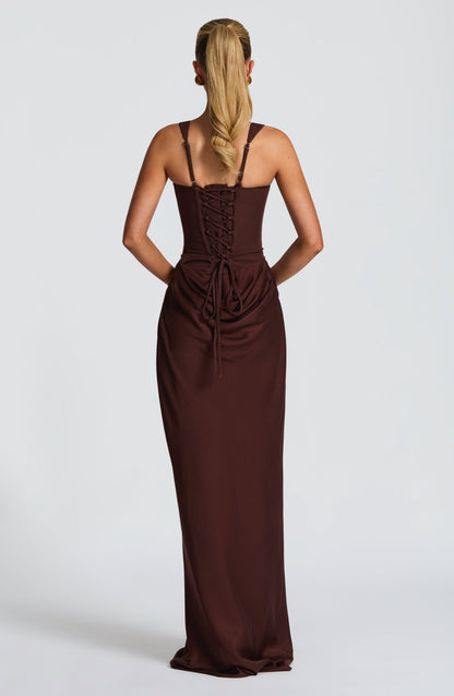 Cornelia Long Dress - Plum Brown
