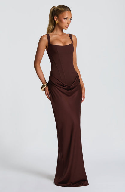 Cornelia Long Dress - Plum Brown