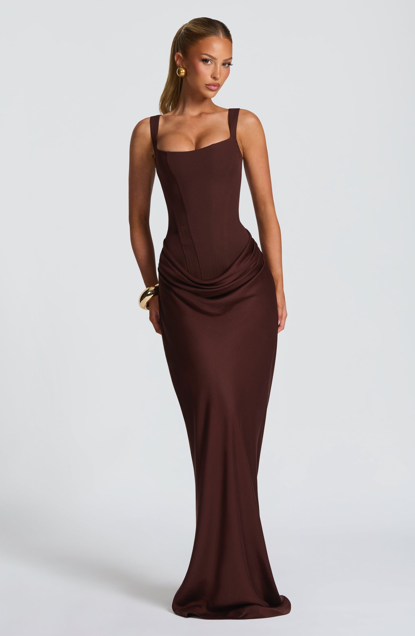 Cornelia Long Dress - Plum Brown