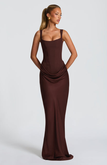 Cornelia Long Dress - Plum Brown
