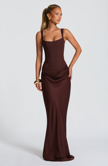 Cornelia Long Dress - Plum Brown